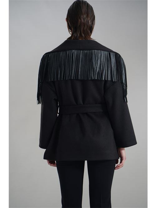 Cappotto con frange Love To Love by Gai Mattiolo | LV2152NERO